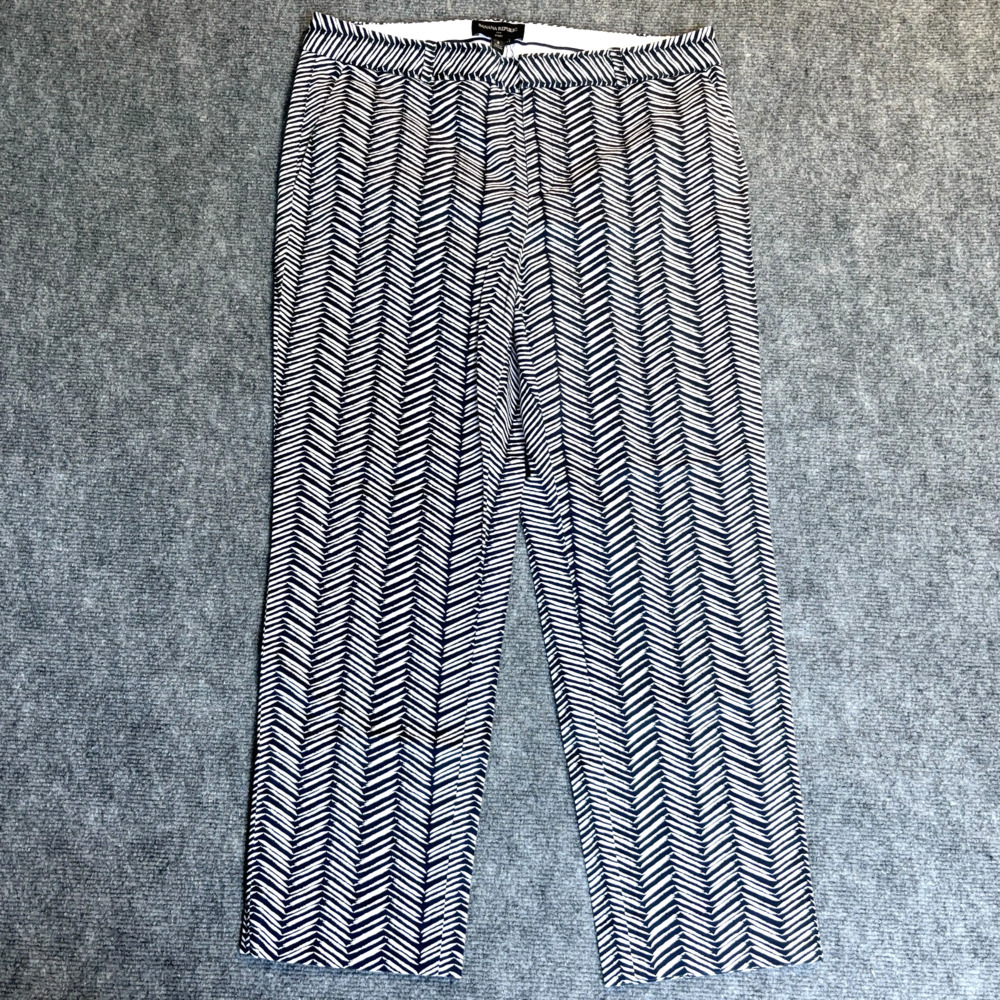 Banana Republic Avery Pants Womens 8 Blue White Chevron Print Stretch Ankle